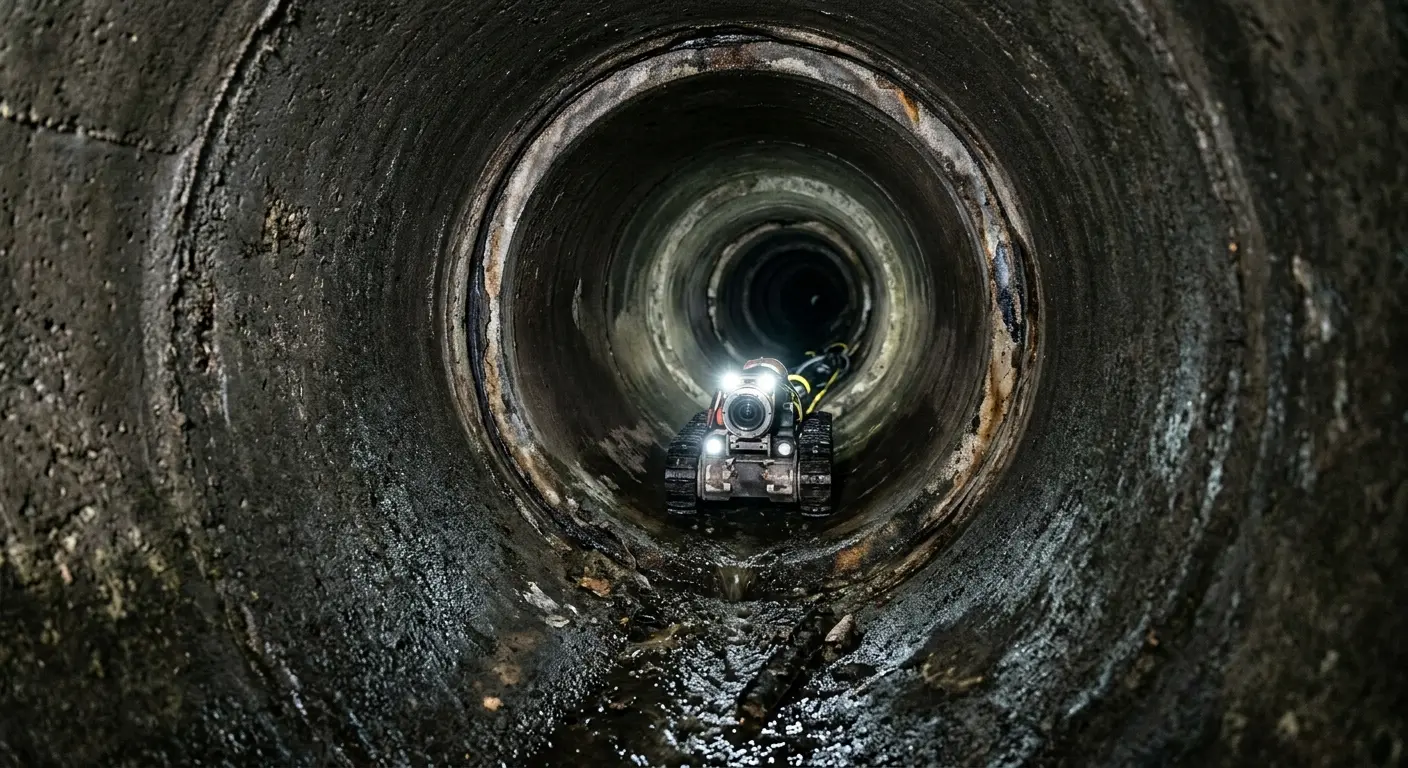 Robotic sewer camera inspecting pipe interior for Sewer Line Repair in Cresaptown